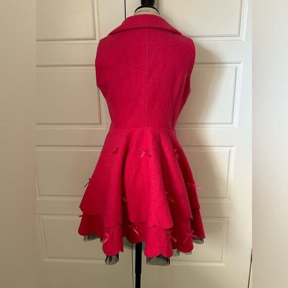 Sozoelegant cheap and chic wool blend pink sleeveless pea coat vest bows cosplay - Picture 2 of 9